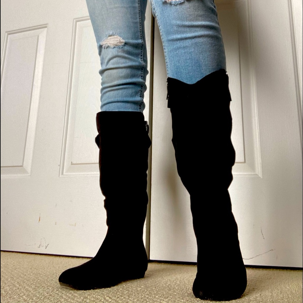 Black suede boots